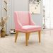 Kit 2 Cadeiras Decorativas Sala de Jantar Base Fixa de Madeira Firenze Suede Rosa Bebê/Castanho G19 - Gran Belo