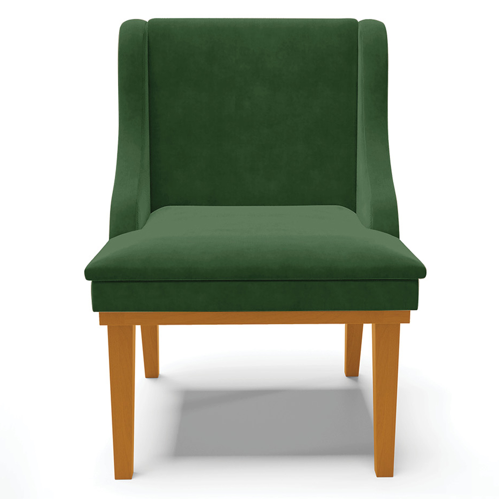 Kit 2 Cadeiras Decorativas Sala de Jantar Base Fixa de Madeira Firenze Suede Verde/Castanho G19 - Gran Belo