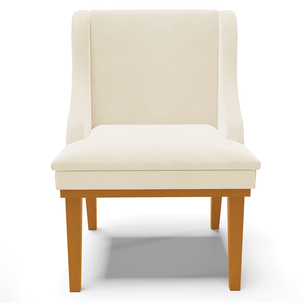 Kit 2 Cadeiras Decorativas Sala de Jantar Base Fixa de Madeira Firenze Veludo Bege/Castanho G19 - Gran Belo