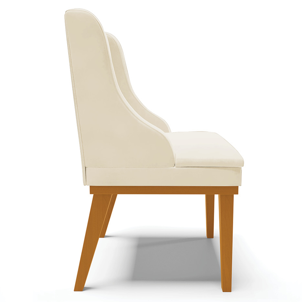 Kit 2 Cadeiras Decorativas Sala de Jantar Base Fixa de Madeira Firenze Veludo Bege/Castanho G19 - Gran Belo