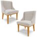 Kit 2 Cadeiras Decorativas Sala de Jantar Base Fixa de Madeira Firenze Veludo Cinza/Castanho G19 - Gran Belo