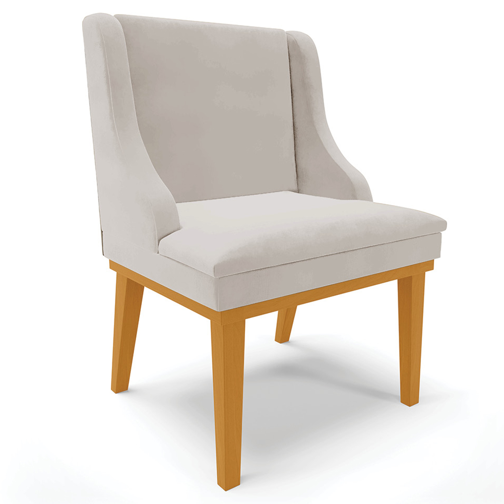 Kit 2 Cadeiras Decorativas Sala de Jantar Base Fixa de Madeira Firenze Veludo Cinza/Castanho G19 - Gran Belo