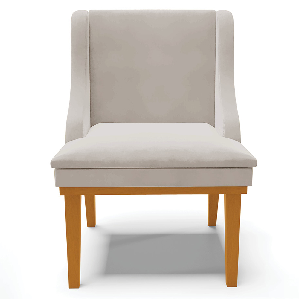 Kit 2 Cadeiras Decorativas Sala de Jantar Base Fixa de Madeira Firenze Veludo Cinza/Castanho G19 - Gran Belo