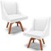 Kit 2 Cadeiras Decorativas Sala de Jantar Base Giratória de Madeira Firenze PU Branco Fosco/Natural G19 - Gran Belo