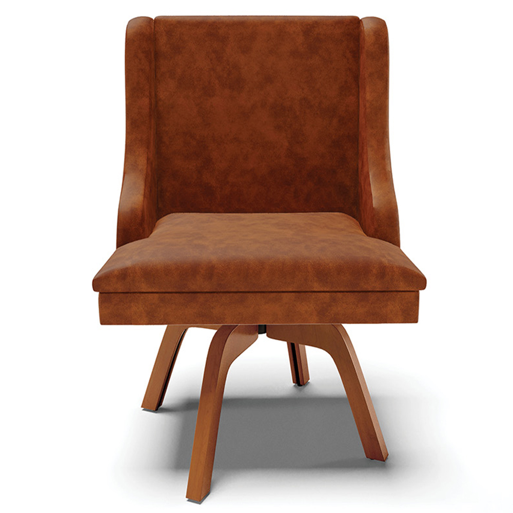 Kit 2 Cadeiras Decorativas Sala de Jantar Base Giratória de Madeira Firenze PU Nozes/Natural G19 - Gran Belo