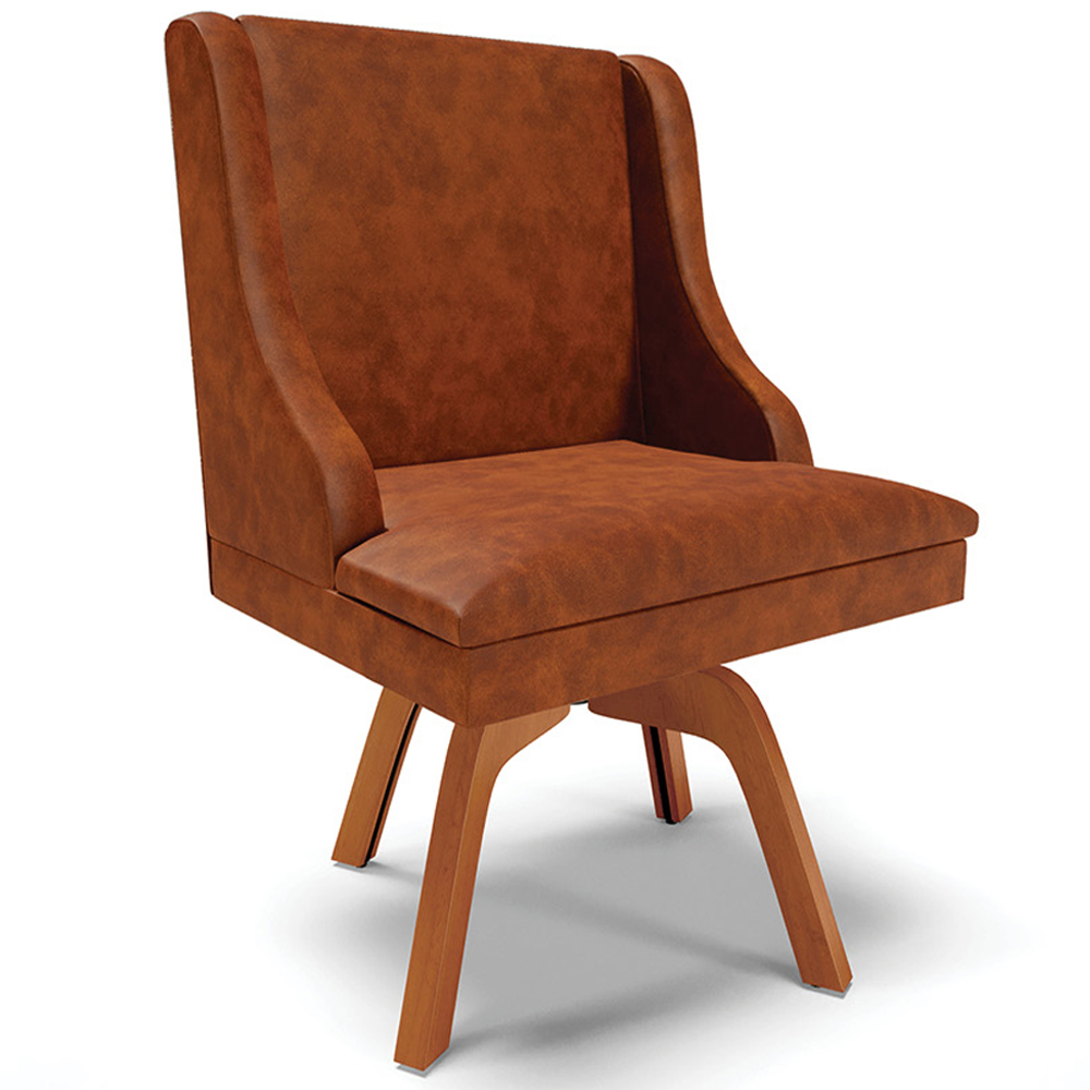 Kit 2 Cadeiras Decorativas Sala de Jantar Base Giratória de Madeira Firenze PU Nozes/Natural G19 - Gran Belo