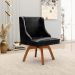 Kit 2 Cadeiras Decorativas Sala de Jantar Base Giratória de Madeira Firenze PU Preto Brilho/Natural G19 - Gran Belo