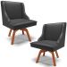 Kit 2 Cadeiras Decorativas Sala de Jantar Base Giratória de Madeira Firenze PU Preto Fosco/Natural G19 - Gran Belo