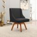 Kit 2 Cadeiras Decorativas Sala de Jantar Base Giratória de Madeira Firenze PU Preto Fosco/Natural G19 - Gran Belo