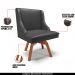 Kit 2 Cadeiras Decorativas Sala de Jantar Base Giratória de Madeira Firenze PU Preto Fosco/Natural G19 - Gran Belo