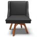 Kit 2 Cadeiras Decorativas Sala de Jantar Base Giratória de Madeira Firenze PU Preto Fosco/Natural G19 - Gran Belo