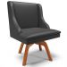 Kit 2 Cadeiras Decorativas Sala de Jantar Base Giratória de Madeira Firenze PU Preto Fosco/Natural G19 - Gran Belo