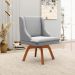 Kit 2 Cadeiras Decorativas Sala de Jantar Base Giratória de Madeira Firenze Suede Cinza/Natural G19 - Gran Belo