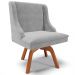 Kit 2 Cadeiras Decorativas Sala de Jantar Base Giratória de Madeira Firenze Suede Cinza/Natural G19 - Gran Belo