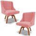 Kit 2 Cadeiras Decorativas Sala de Jantar Base Giratória de Madeira Firenze Suede Rosê/Natural G19 - Gran Belo