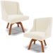 Kit 2 Cadeiras Decorativas Sala de Jantar Base Giratória de Madeira Firenze Veludo Bege/Natural G19 - Gran Belo