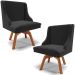 Kit 2 Cadeiras Decorativas Sala de Jantar Base Giratória de Madeira Firenze Veludo Preto/Natural G19 - Gran Belo