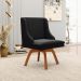 Kit 2 Cadeiras Decorativas Sala de Jantar Base Giratória de Madeira Firenze Veludo Preto/Natural G19 - Gran Belo