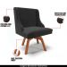 Kit 2 Cadeiras Decorativas Sala de Jantar Base Giratória de Madeira Firenze Veludo Preto/Natural G19 - Gran Belo