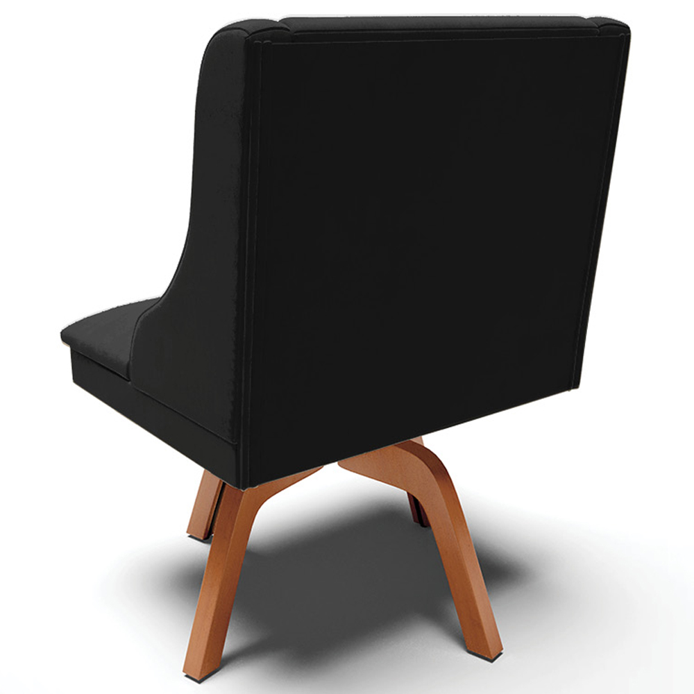 Kit 2 Cadeiras Decorativas Sala de Jantar Base Giratória de Madeira Firenze Veludo Preto/Natural G19 - Gran Belo