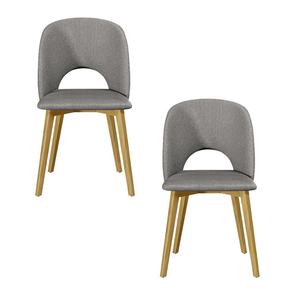 Kit 2 Cadeiras Decorativas Sala de Jantar Madeira Maciça Hadassa Linho Cinza/Freijó G13 - Gran Belo