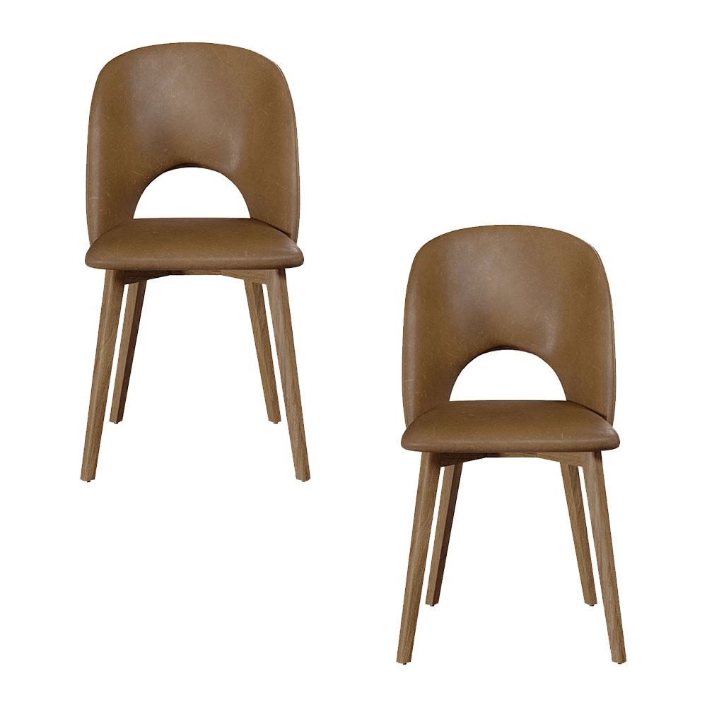 Kit 2 Cadeiras Decorativas Sala de Jantar Madeira Maciça Hadassa PU Marrom/Nogueira G13 - Gran Belo