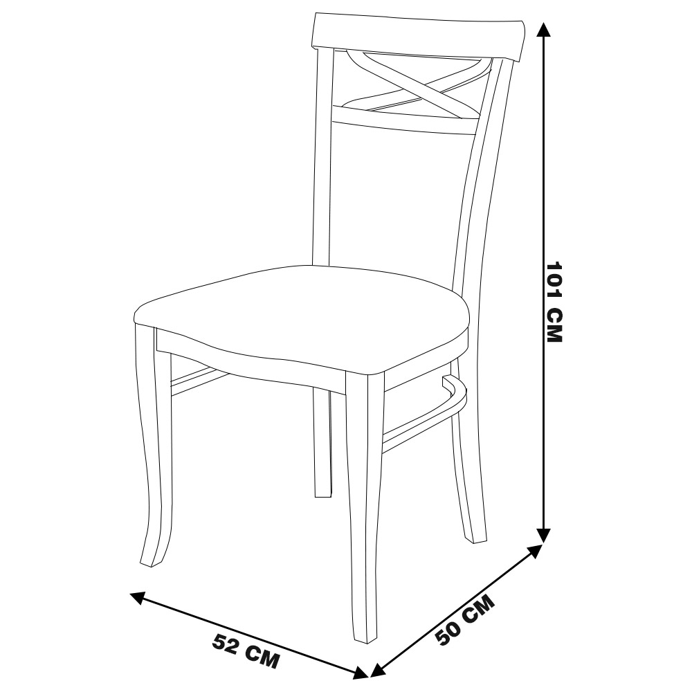 Kit 2 Cadeiras Decorativas Sala de Jantar Minos Madeira Maciça com Puxador Poliéster Creme G42 - Gran Belo