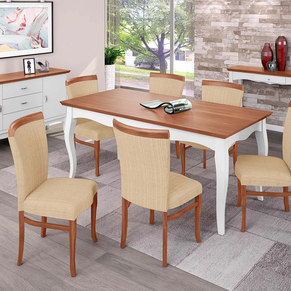 Kit 2 Cadeiras Decorativas Sala de Jantar Orfeu Madeira Maciça Poliéster Imbuia G42 - Gran Belo
