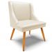 Kit 2 Cadeiras Decorativas Sala de Jantar Pés Palito de Madeira Firenze PU Bege/Natural G19 - Gran Belo