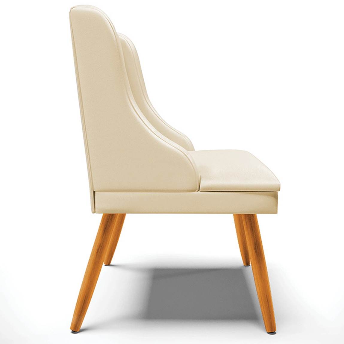 Kit 2 Cadeiras Decorativas Sala de Jantar Pés Palito de Madeira Firenze PU Bege/Natural G19 - Gran Belo