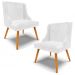 Kit 2 Cadeiras Decorativas Sala de Jantar Pés Palito de Madeira Firenze PU Branco Brilho/Natural G19 - Gran Belo
