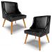 Kit 2 Cadeiras Decorativas Sala de Jantar Pés Palito de Madeira Firenze PU Preto Brilho/Natural G19 - Gran Belo