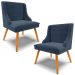 Kit 2 Cadeiras Decorativas Sala de Jantar Pés Palito de Madeira Firenze Suede Azul Marinho/Natural G19 - Gran Belo