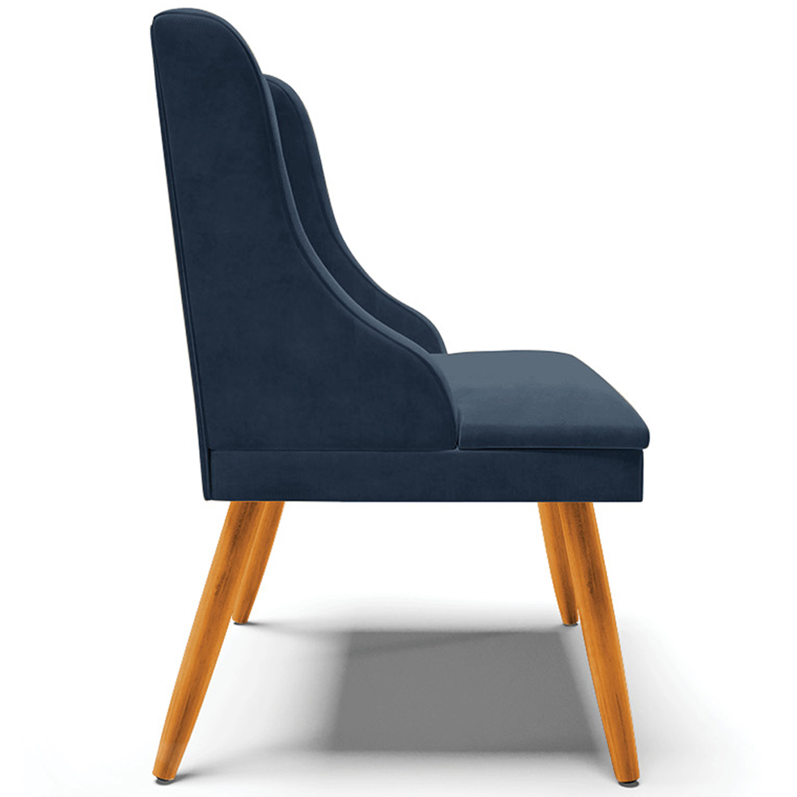 Kit 2 Cadeiras Decorativas Sala de Jantar Pés Palito de Madeira Firenze Suede Azul Marinho/Natural G19 - Gran Belo