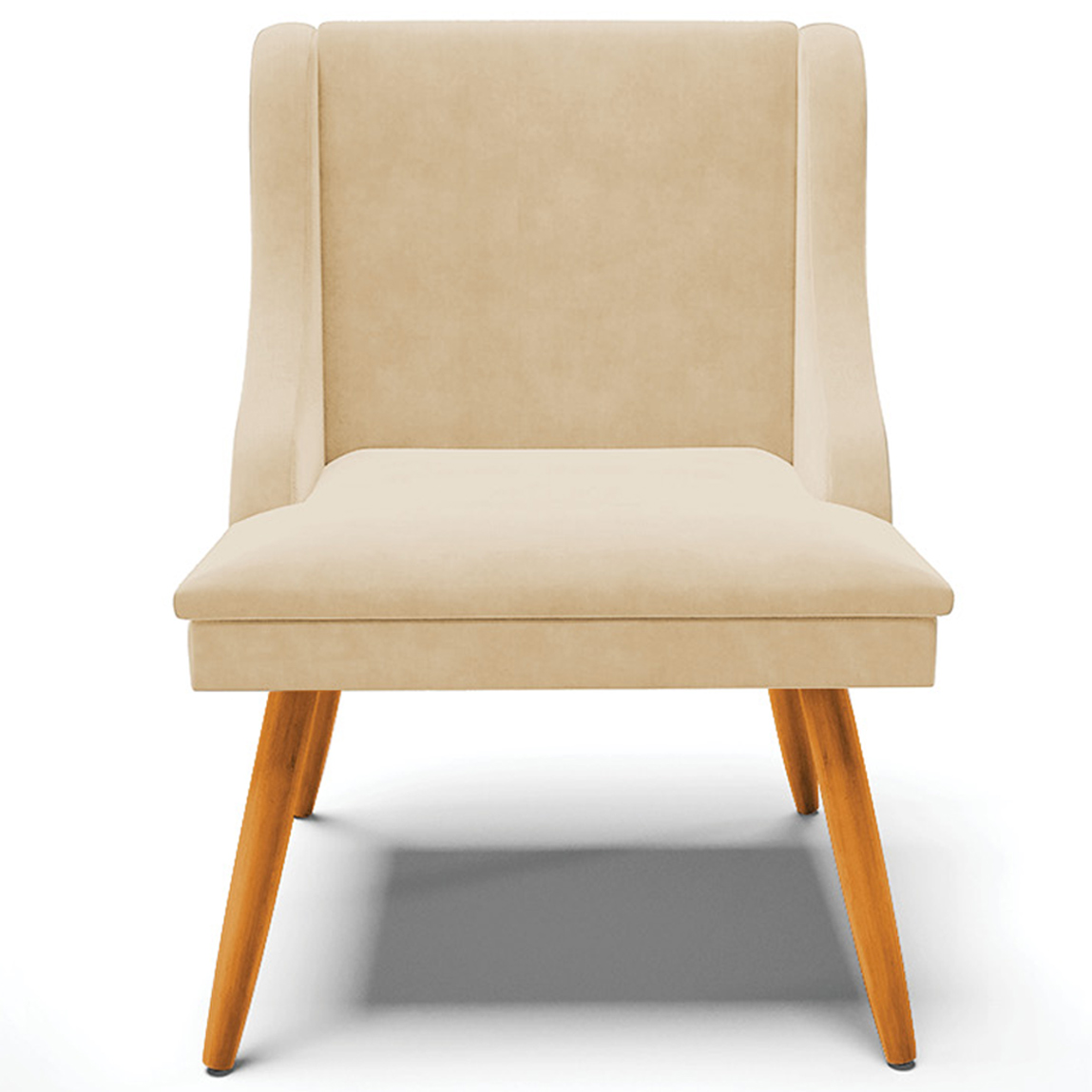 Kit 2 Cadeiras Decorativas Sala de Jantar Pés Palito de Madeira Firenze Suede Bege/Natural G19 - Gran Belo