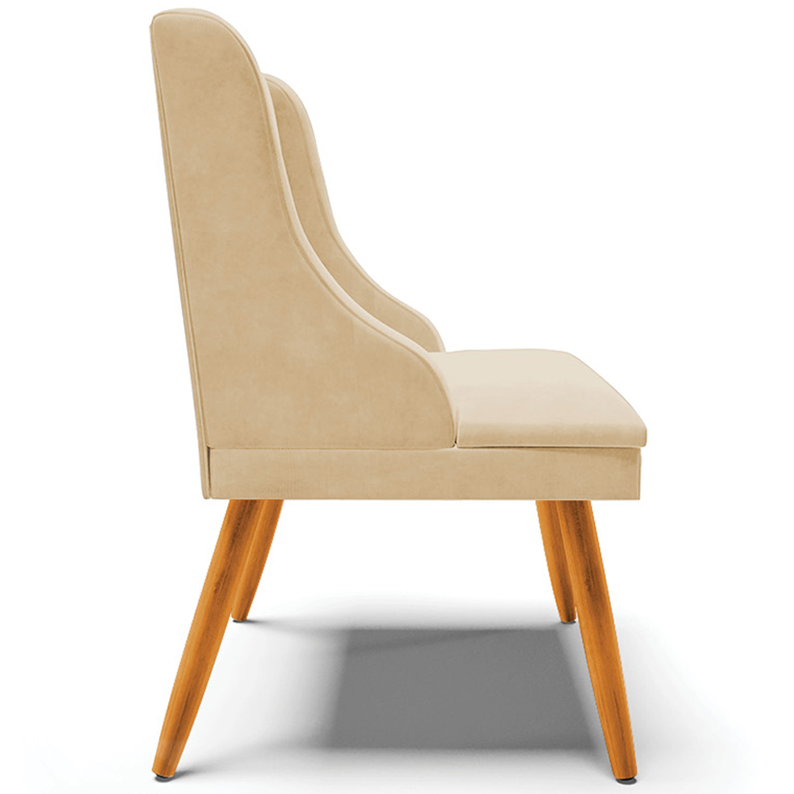 Kit 2 Cadeiras Decorativas Sala de Jantar Pés Palito de Madeira Firenze Suede Bege/Natural G19 - Gran Belo