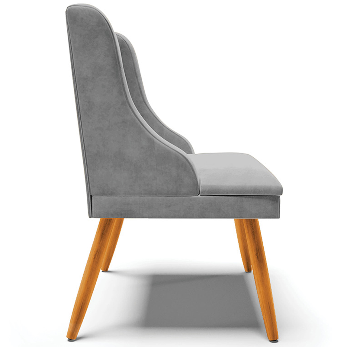 Kit 2 Cadeiras Decorativas Sala de Jantar Pés Palito de Madeira Firenze Suede Cinza/Natural G19 - Gran Belo