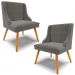 Kit 2 Cadeiras Decorativas Sala de Jantar Pés Palito de Madeira Firenze Suede Grafite/Natural G19 - Gran Belo