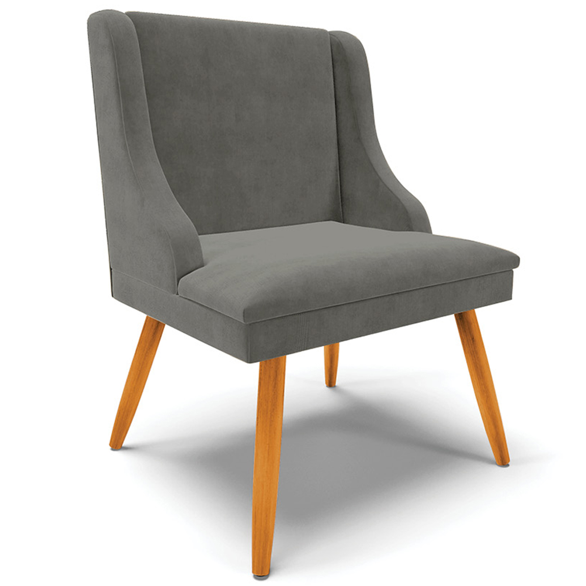 Kit 2 Cadeiras Decorativas Sala de Jantar Pés Palito de Madeira Firenze Suede Grafite/Natural G19 - Gran Belo
