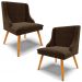 Kit 2 Cadeiras Decorativas Sala de Jantar Pés Palito de Madeira Firenze Suede Marrom/Natural G19 - Gran Belo