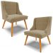 Kit 2 Cadeiras Decorativas Sala de Jantar Pés Palito de Madeira Firenze Suede Nude/Natural G19 - Gran Belo