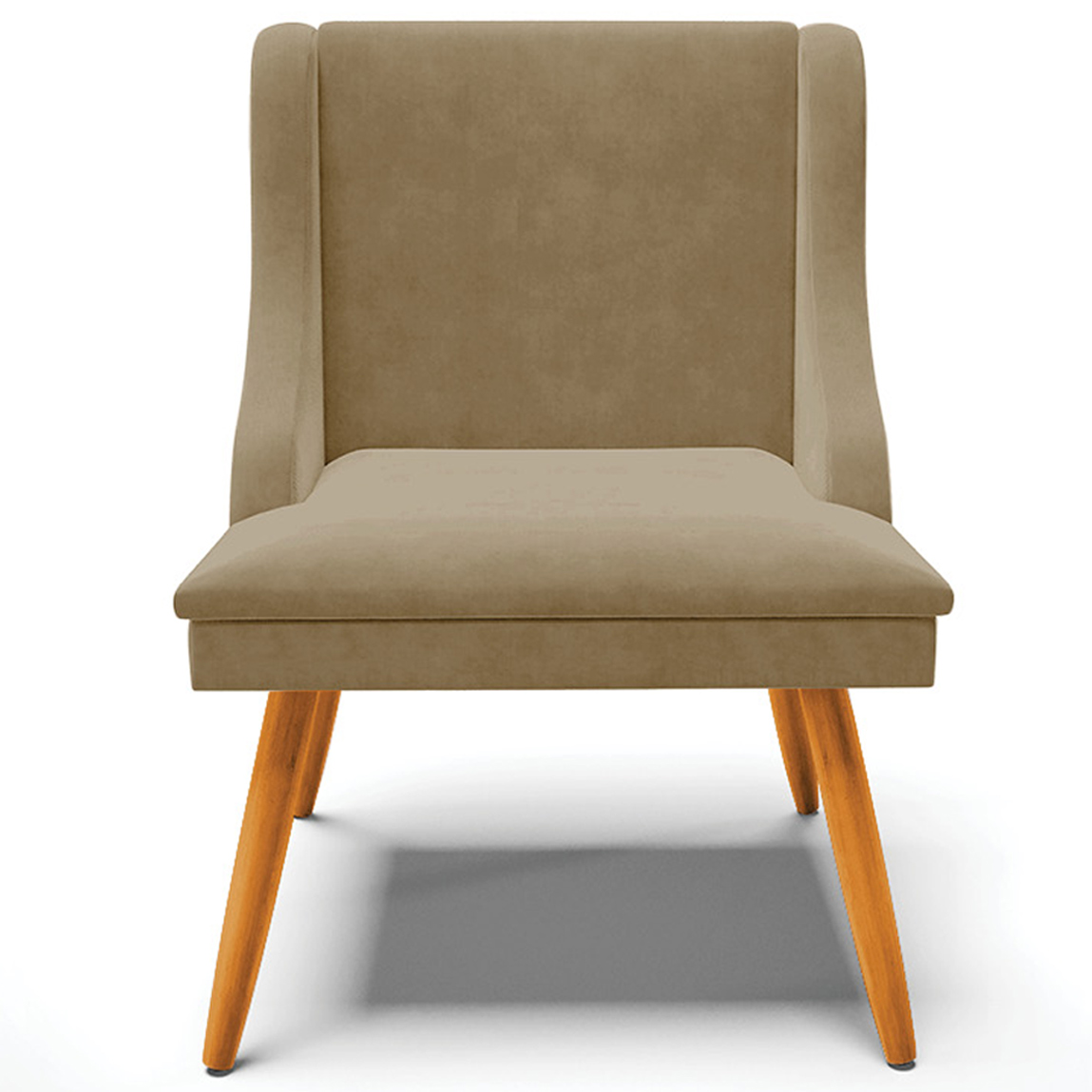 Kit 2 Cadeiras Decorativas Sala de Jantar Pés Palito de Madeira Firenze Suede Nude/Natural G19 - Gran Belo