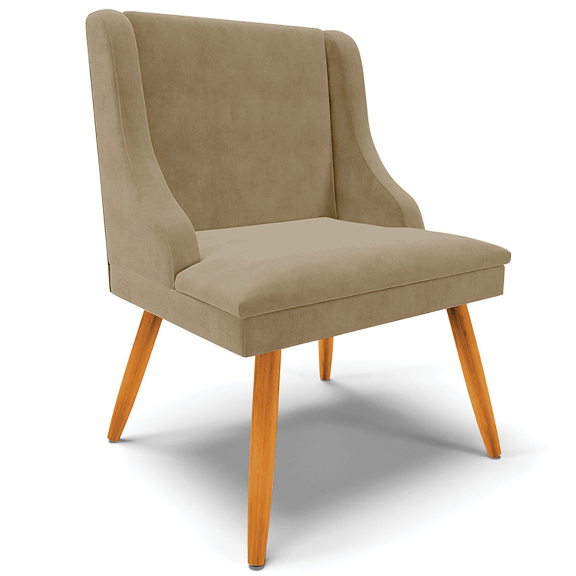 Kit 2 Cadeiras Decorativas Sala de Jantar Pés Palito de Madeira Firenze Suede Nude/Natural G19 - Gran Belo