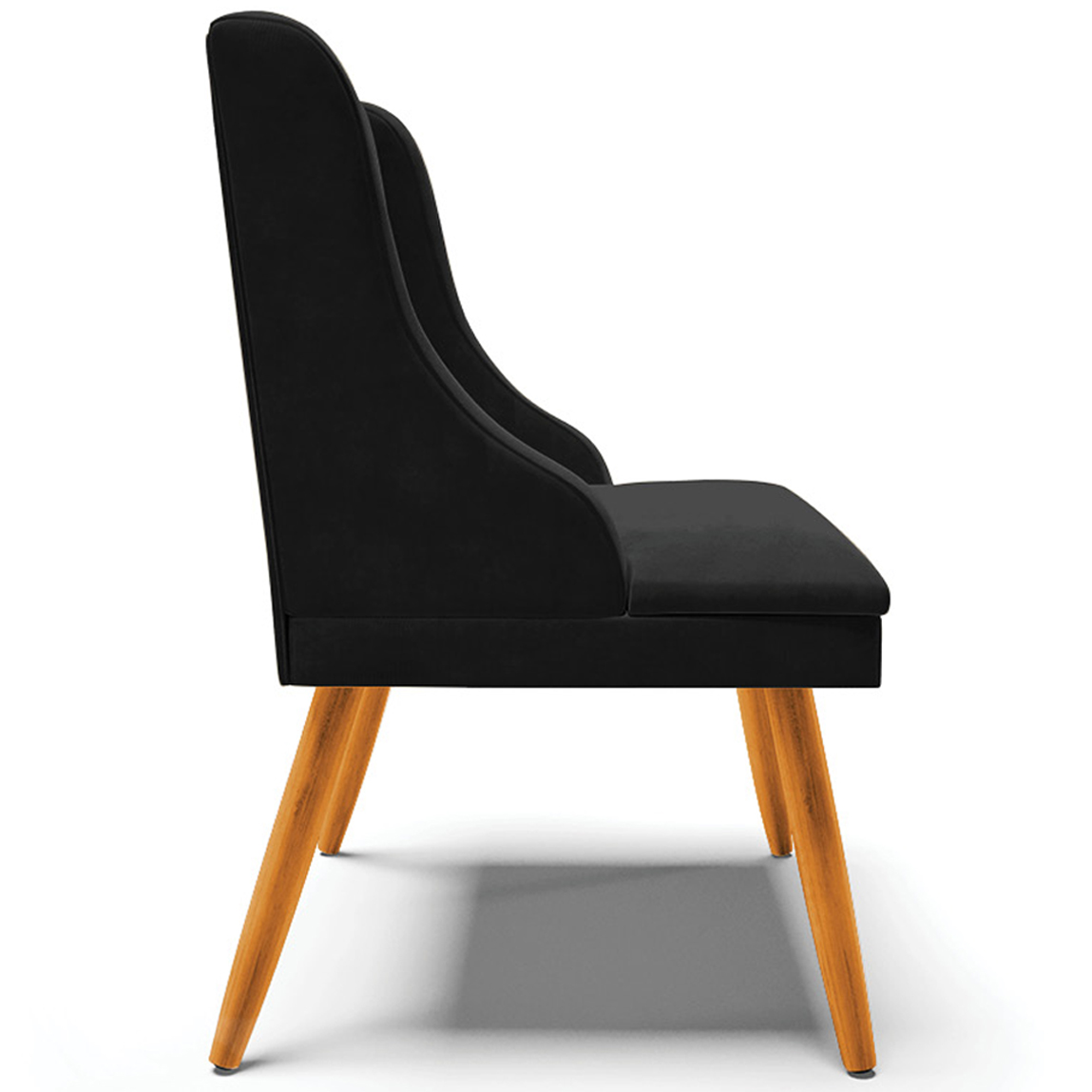 Kit 2 Cadeiras Decorativas Sala de Jantar Pés Palito de Madeira Firenze Suede Preto/Natural G19 - Gran Belo