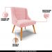 Kit 2 Cadeiras Decorativas Sala de Jantar Pés Palito de Madeira Firenze Suede Rosa Bebê/Natural G19 - Gran Belo