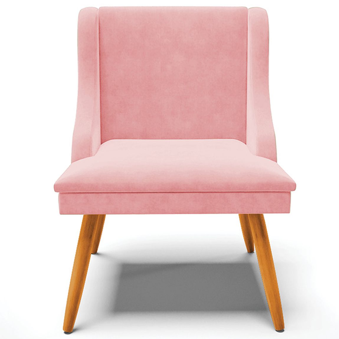 Kit 2 Cadeiras Decorativas Sala de Jantar Pés Palito de Madeira Firenze Suede Rosa Bebê/Natural G19 - Gran Belo