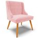 Kit 2 Cadeiras Decorativas Sala de Jantar Pés Palito de Madeira Firenze Suede Rosa Bebê/Natural G19 - Gran Belo