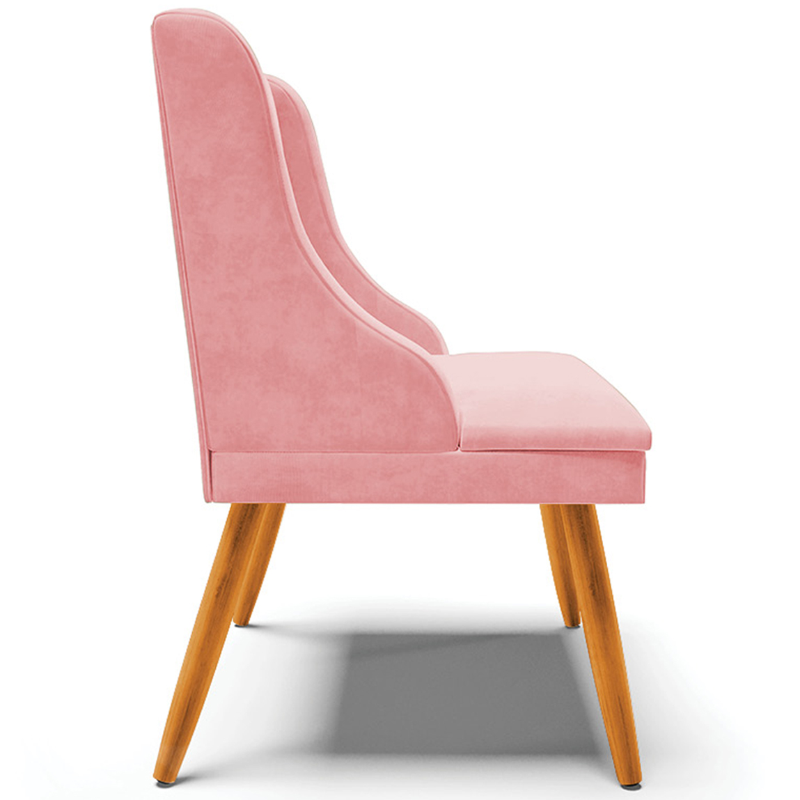 Kit 2 Cadeiras Decorativas Sala de Jantar Pés Palito de Madeira Firenze Suede Rosa Bebê/Natural G19 - Gran Belo