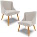 Kit 2 Cadeiras Decorativas Sala de Jantar Pés Palito de Madeira Firenze Veludo Cinza/Natural G19 - Gran Belo