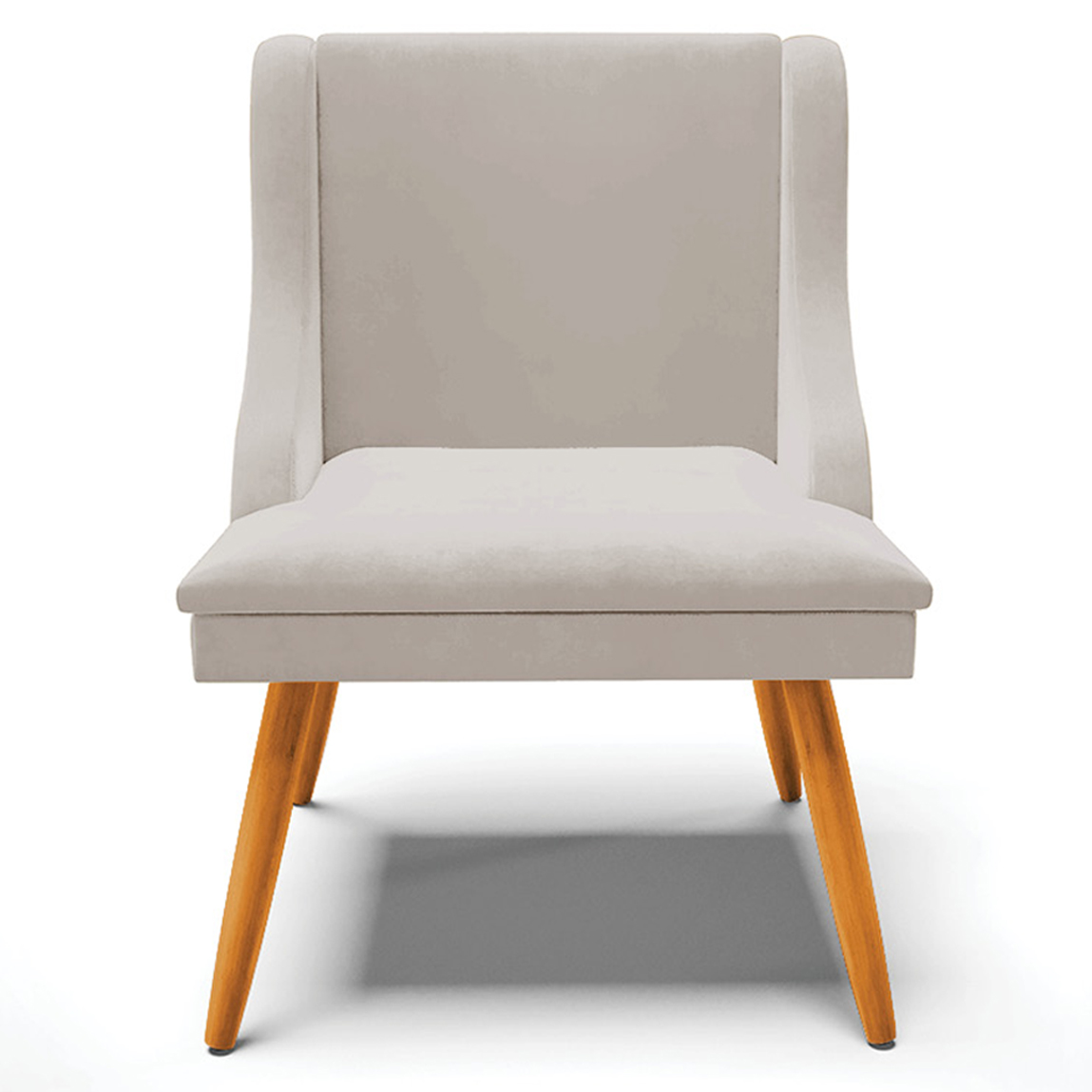 Kit 2 Cadeiras Decorativas Sala de Jantar Pés Palito de Madeira Firenze Veludo Cinza/Natural G19 - Gran Belo